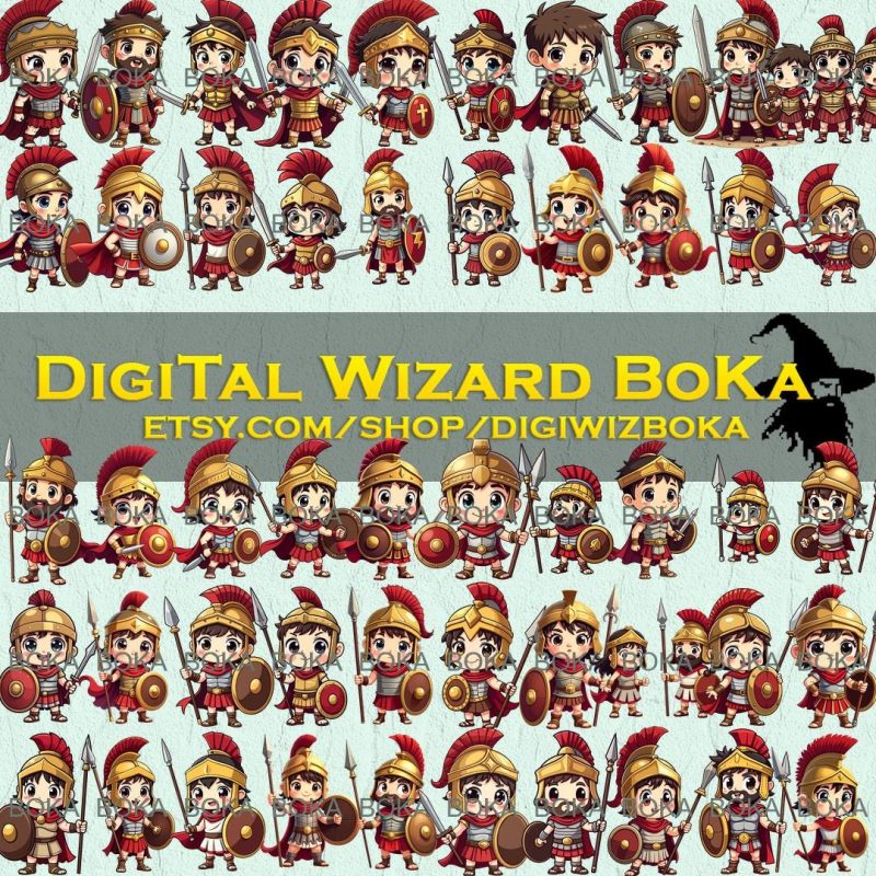 Ancient Rome Warriors Chibi PNG Bundle image 5