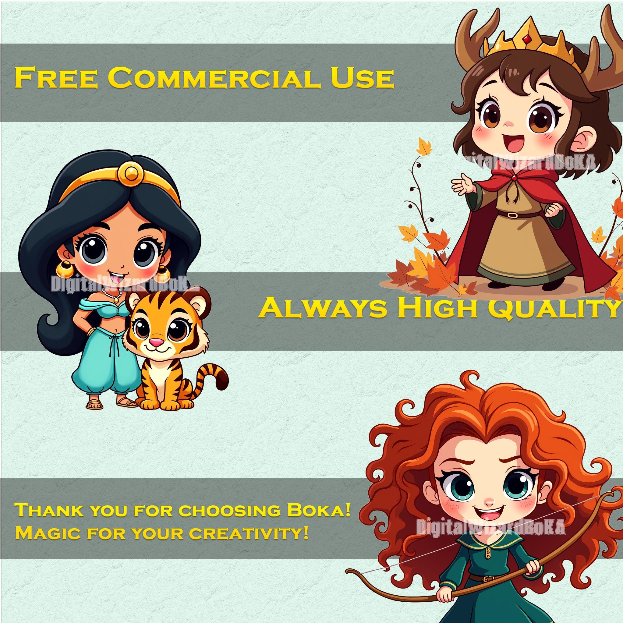 Chibi Cartoon Girl Characters - 334 Cute Princess Clipart Images, Transparent Background PNG, Perfect for Kids Decor & Creative Projects