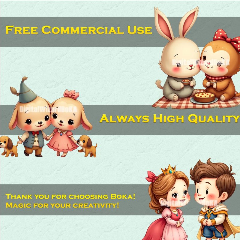 Chibi Cartoon Friends and Couples Clipart - 129 Cute Characters, Transparent Background PNG image 4