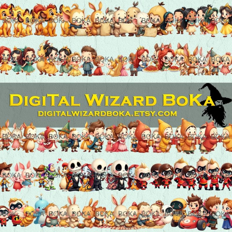 Chibi Cartoon Friends and Couples Clipart - 129 Cute Characters, Transparent Background PNG image 6