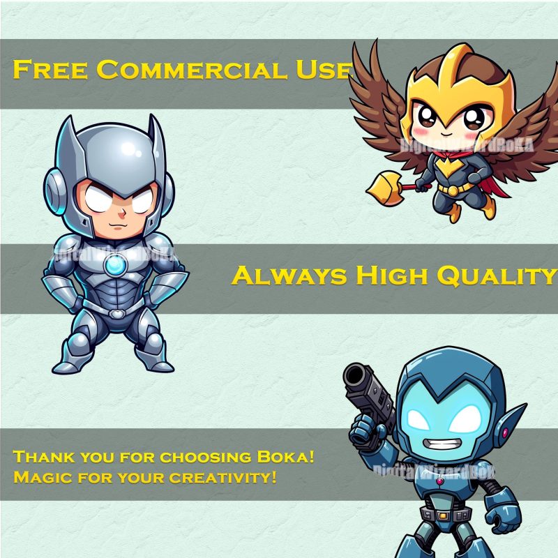 197 Superheroes and Villains Kawaii Clipart - Cute Hero and Villain Characters PNG image 4