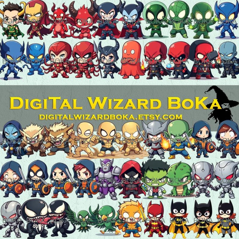 197 Superheroes and Villains Kawaii Clipart - Cute Hero and Villain Characters PNG image 5