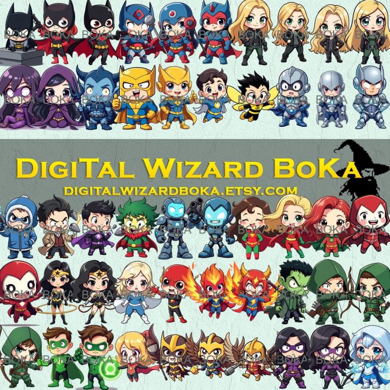 197 Superheroes and Villains Kawaii Clipart - Cute Hero and Villain Characters PNG image 6