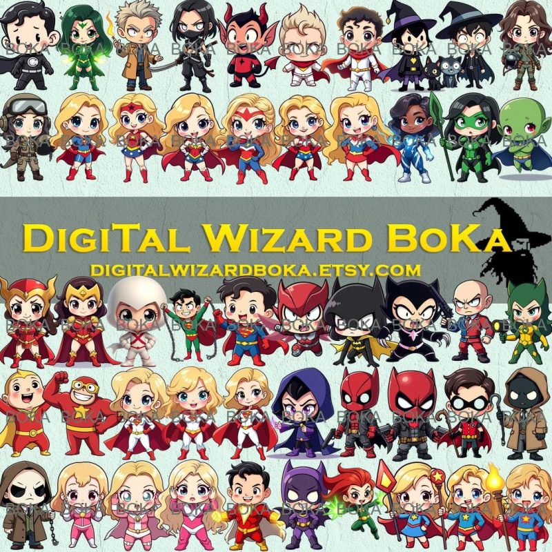 197 Superheroes and Villains Kawaii Clipart - Cute Hero and Villain Characters PNG image 7