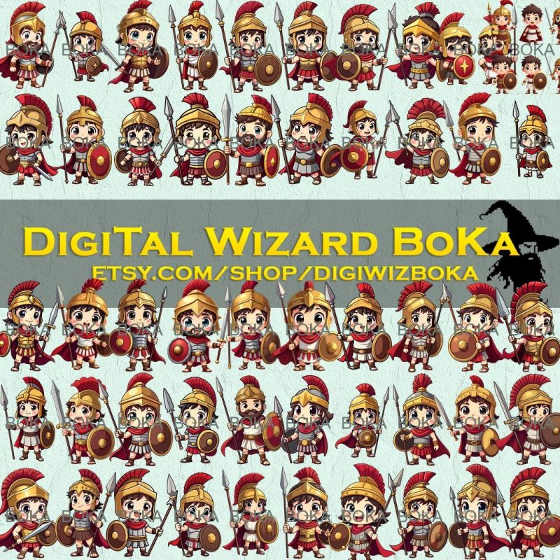 Ancient Rome Warriors Chibi PNG Bundle image 6