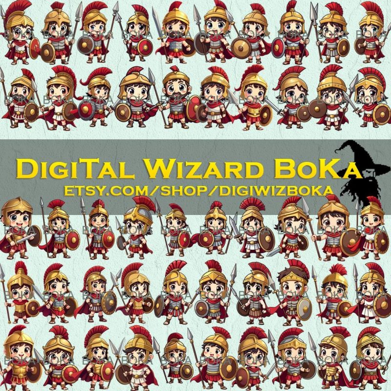 Ancient Rome Warriors Chibi PNG Bundle image 7