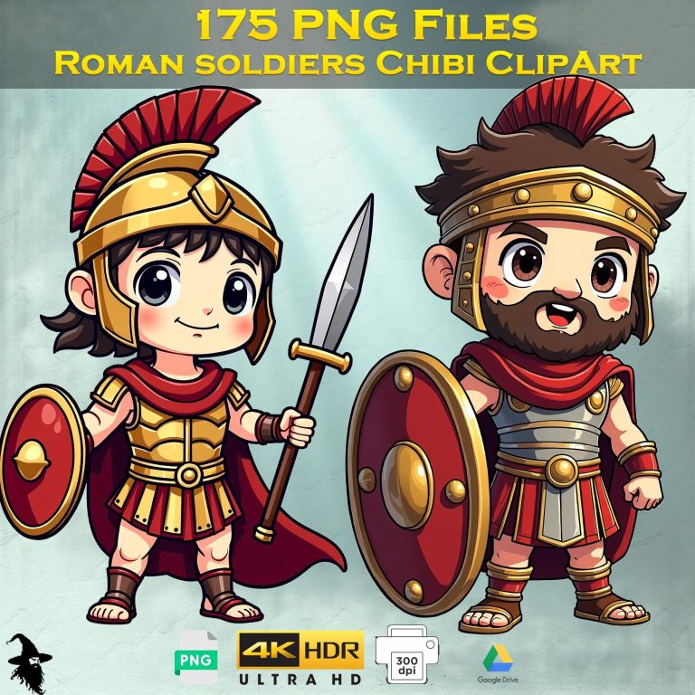 Chibi Roman Soldiers Clipart: 176 Warriors PNG (Digital Download)