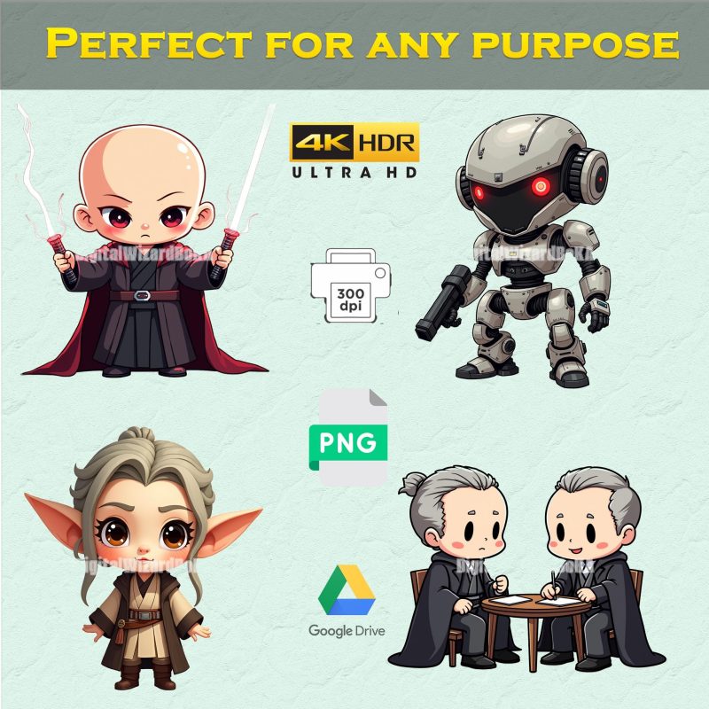 Cute Space Wars Characters PNG - 173 High-Resolution Art for Creative Projects, Transparent Backgrounds, Perfect for Crafts & More image 3