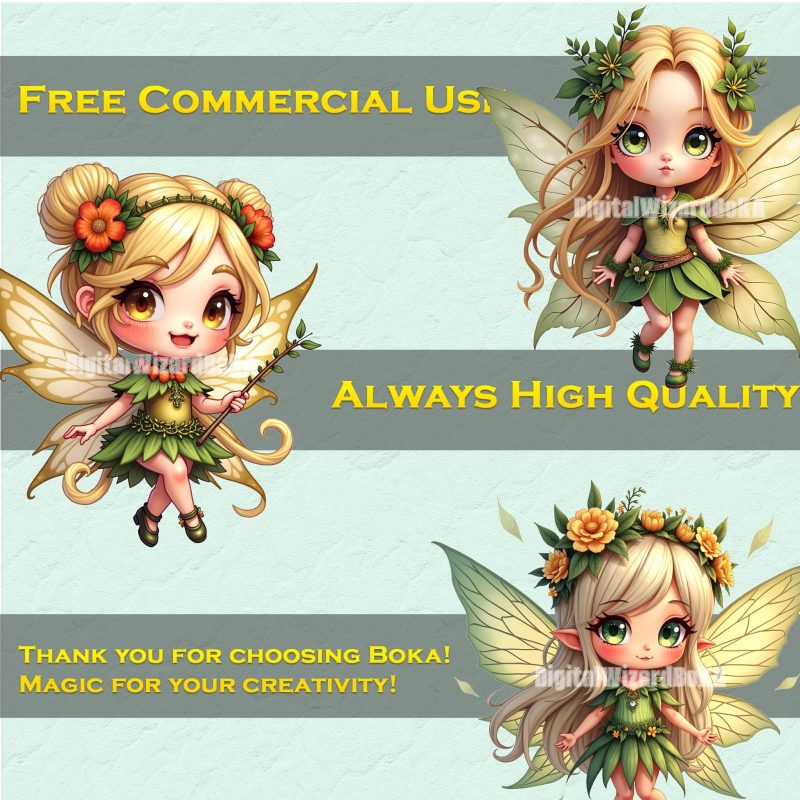 Enchanted Fairy Forest Chibi PNG Bundle image 4