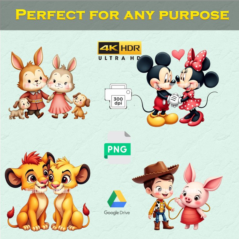Chibi Cartoon Friends and Couples Clipart - 129 Cute Characters, Transparent Background PNG image 3