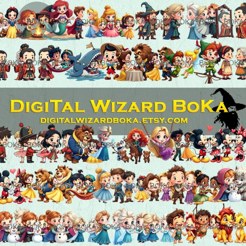 Chibi Cartoon Friends and Couples Clipart - 129 Cute Characters, Transparent Background PNG image 5