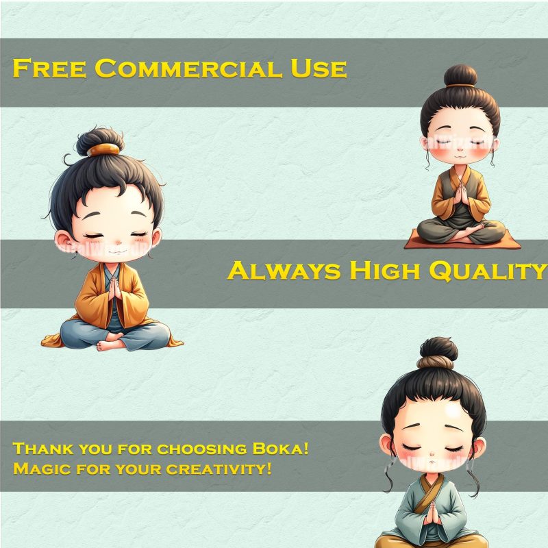 Zen Yoga Meditation Chibi PNG Bundle image 3