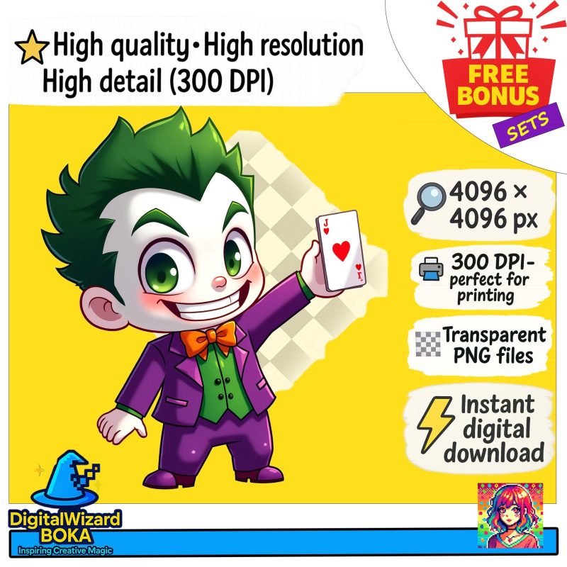 Comic Hero and Villain Chibi Clipart Bundle - 300+ PNG - Action Character PNG Bundle image 4