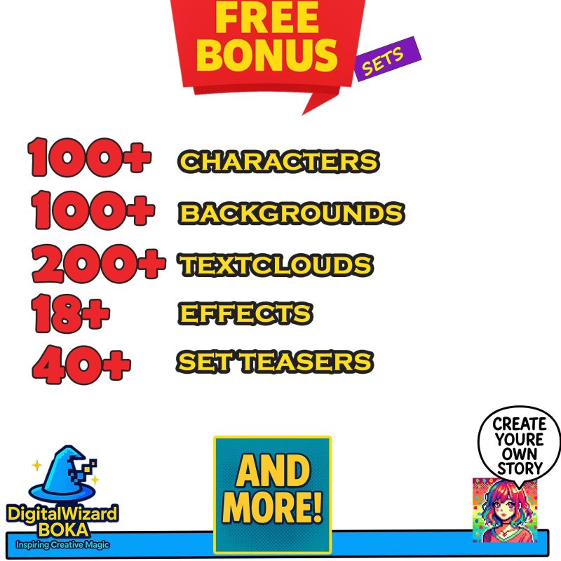 Comic Hero and Villain Chibi Clipart Bundle - 300+ PNG - Action Character PNG Bundle image 6