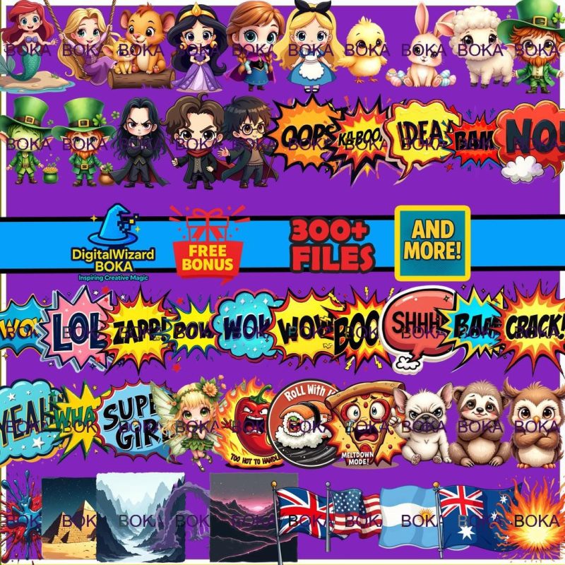 Comic Hero and Villain Chibi Clipart Bundle - 300+ PNG - Action Character PNG Bundle image 7