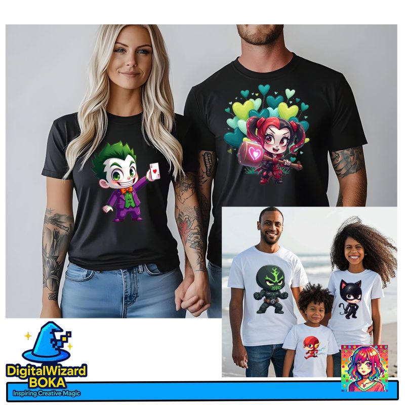 Comic Hero and Villain Chibi Clipart Bundle - 300+ PNG - Action Character PNG Bundle image 8