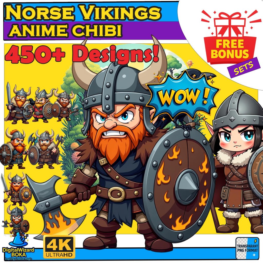 Viking Warriors Chibi PNG Bundle