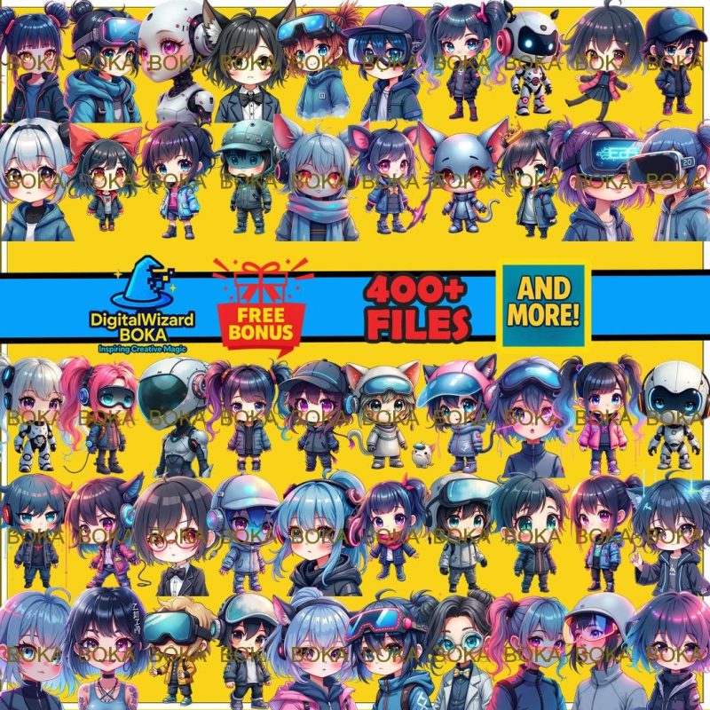 Cyberpunk Steampunk Chibi PNG Bundle image 3