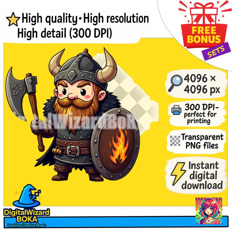 Viking Warriors Chibi PNG Bundle image 2
