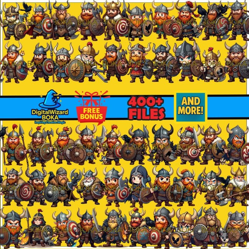 Viking Warriors Chibi PNG Bundle image 4