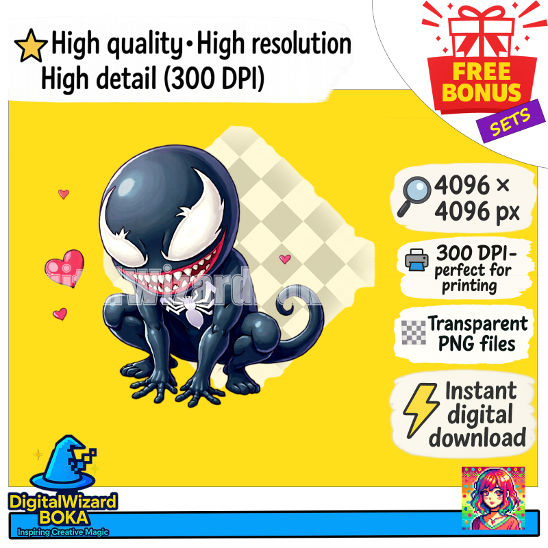 Dark Symbiote Villain Chibi - 450 PNG image 2