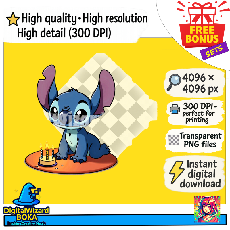 Blue Alien Birthday Chibi - 250 PNG image 2