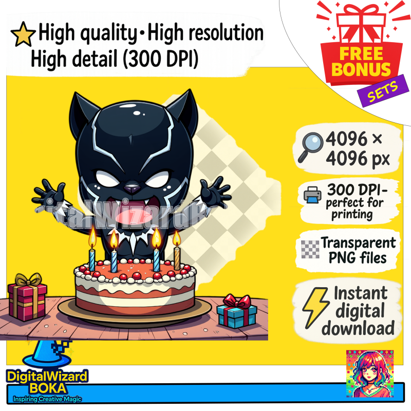 Hero Team Birthday Chibi Clipart Bundle - 200 PNG - Action Party Characters - Transparent PNG image 2