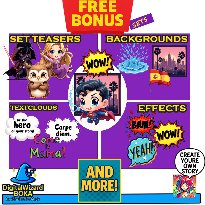 Classic Cartoon Birthday Chibi Clipart Bundle - 250 PNG - Vintage Party Characters - Transparent PNG image 3