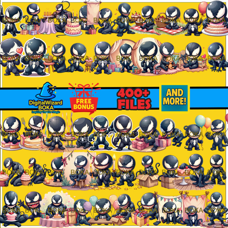 Dark Symbiote Villain Chibi - 450 PNG image 9