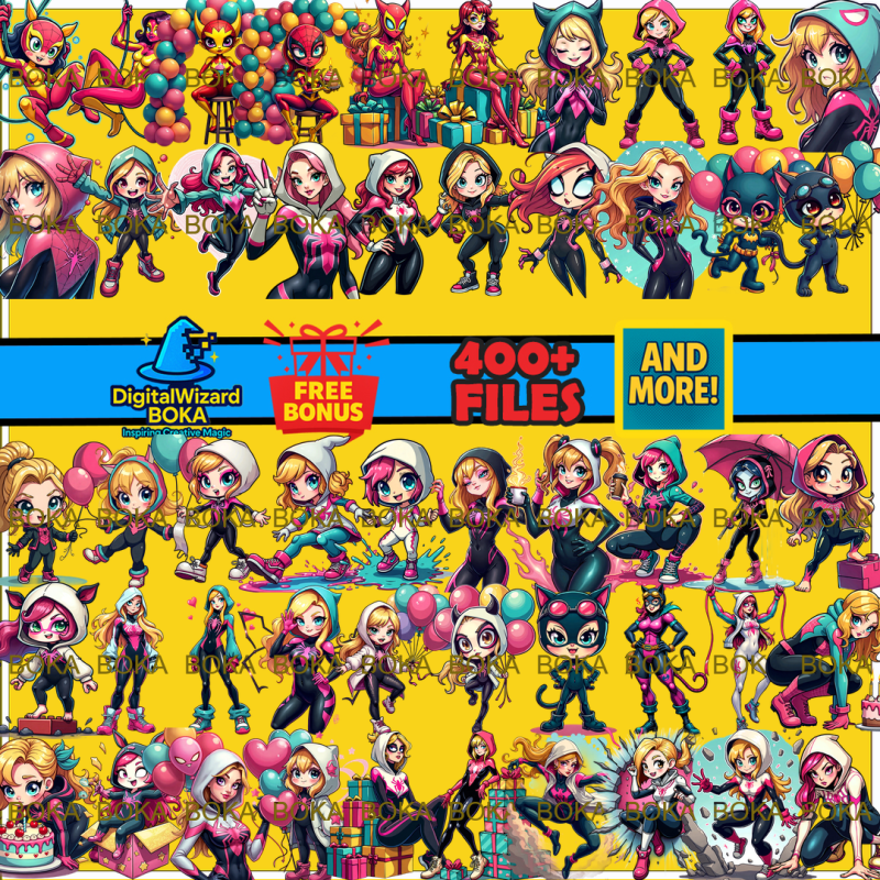 Women Heroes and Villains Chibi - 500 PNG image 11