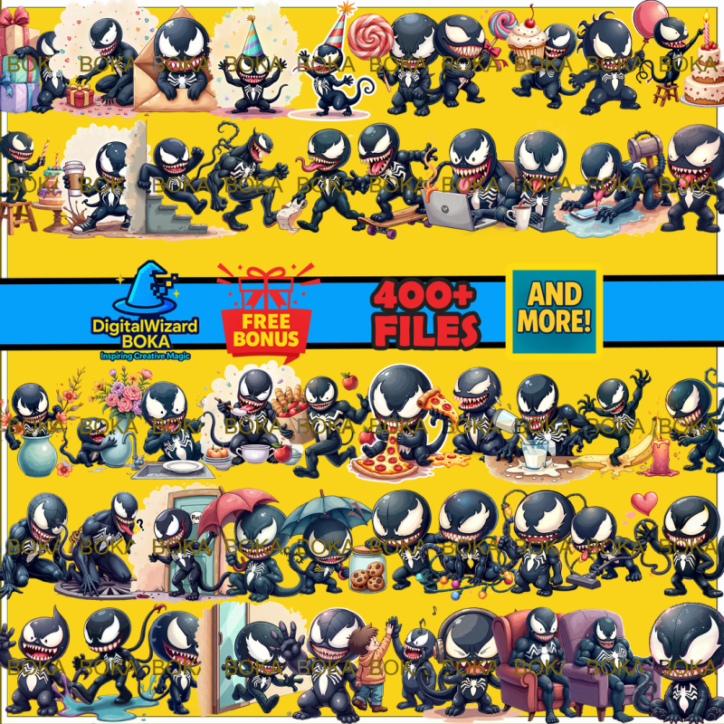 Dark Symbiote Villain Chibi - 450 PNG image 12