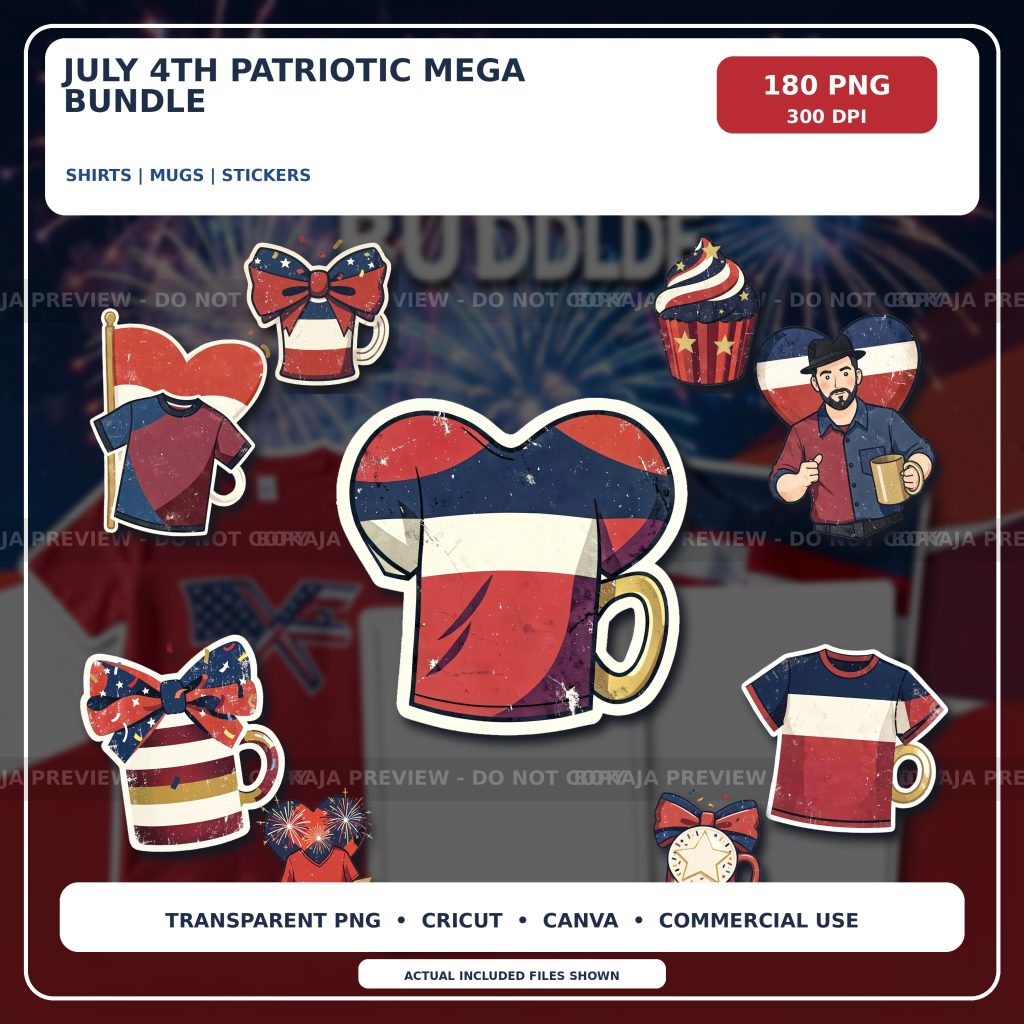 July 4th Patriotic PNG Mega Bundle