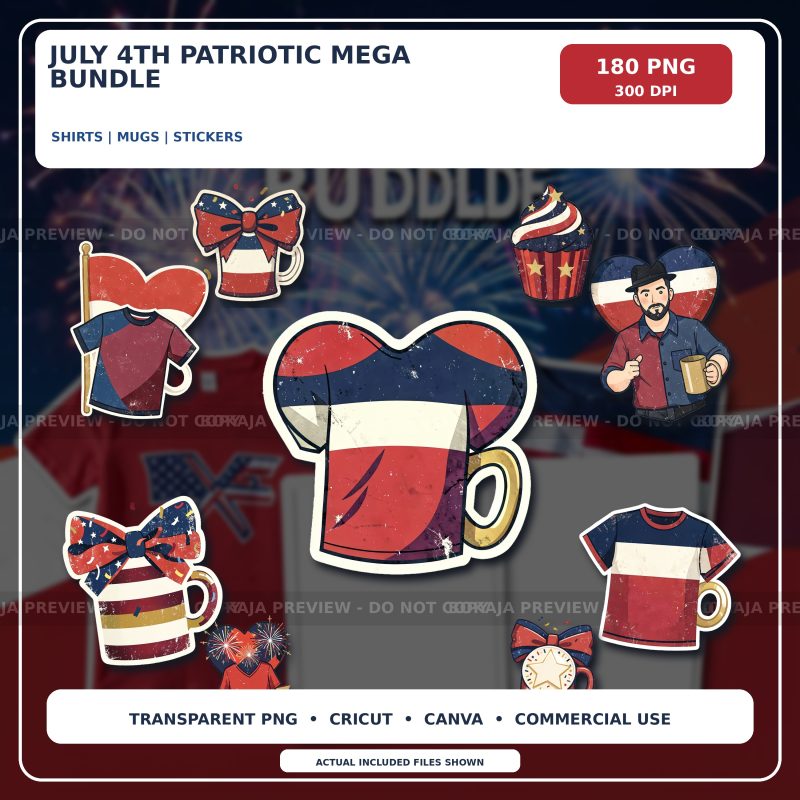 July 4th Patriotic PNG Mega Bundle preview
