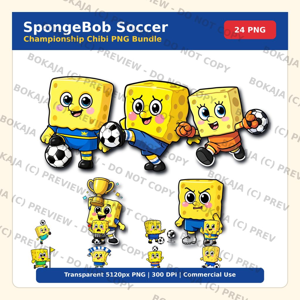 SpongeBob Soccer Championship Chibi PNG Bundle
