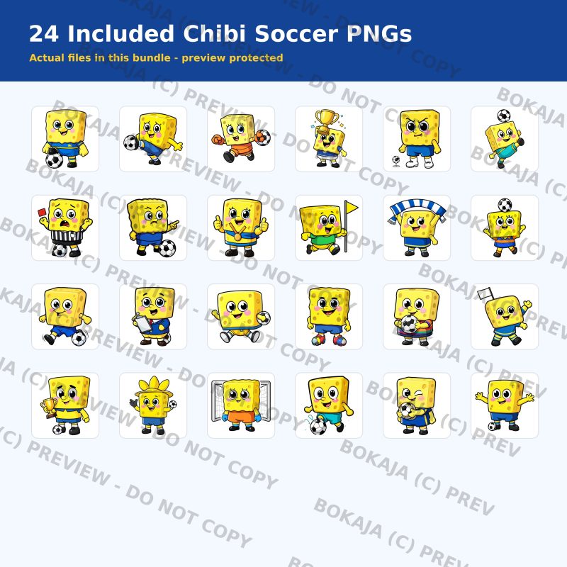 SpongeBob Soccer Championship Chibi PNG Bundle gallery image 2