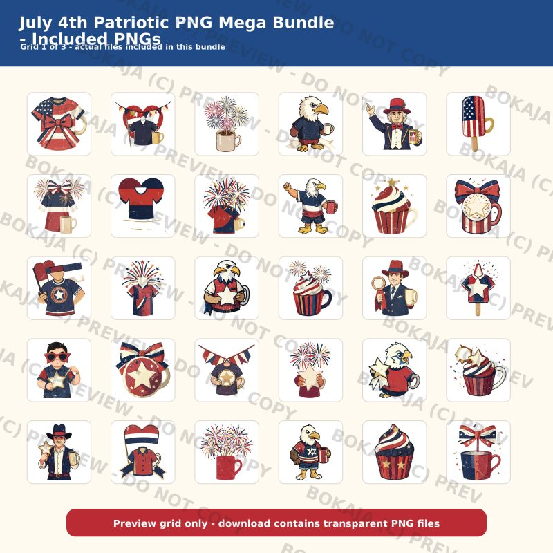 July 4th Patriotic PNG Mega Bundle gallery image 2