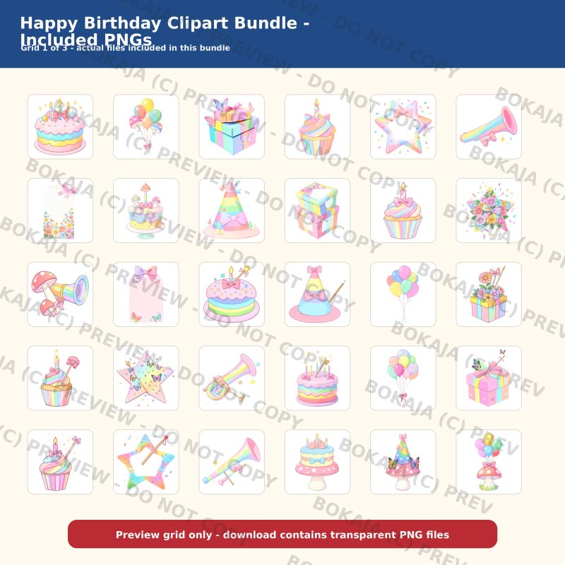 Happy Birthday Clipart Bundle gallery image 2