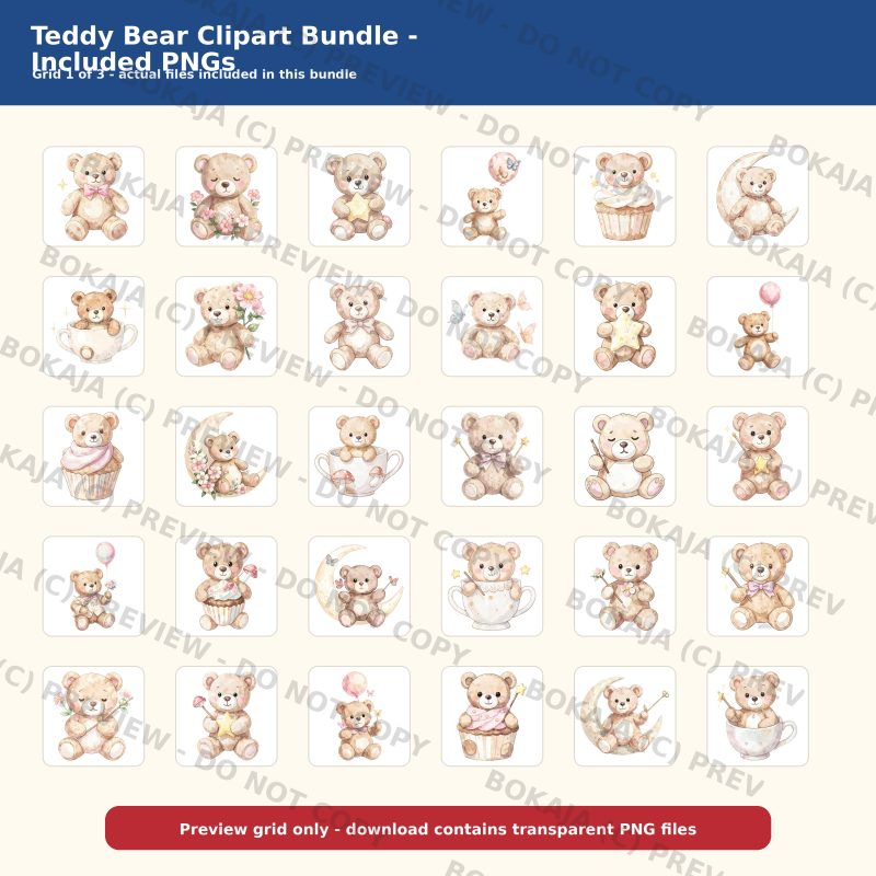 Teddy Bear Clipart Bundle gallery image 2