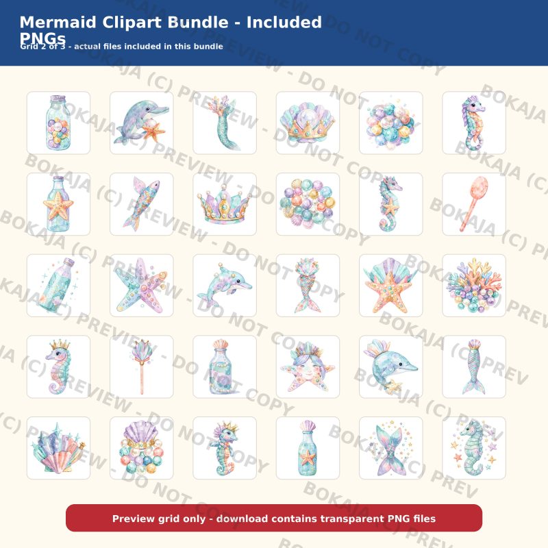 Mermaid Clipart Bundle gallery image 3