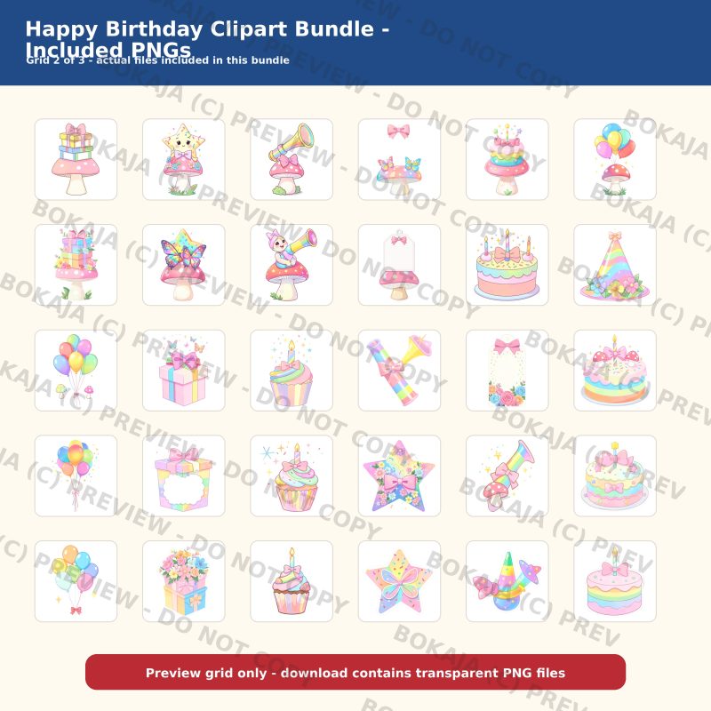 Happy Birthday Clipart Bundle gallery image 3
