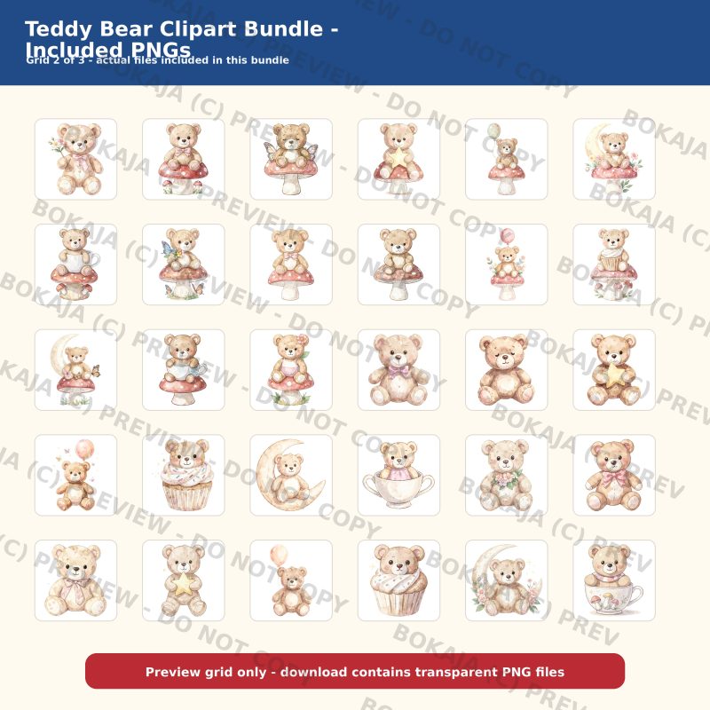Teddy Bear Clipart Bundle gallery image 3