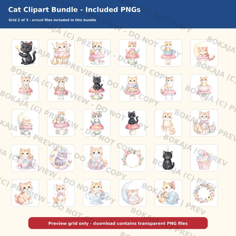 Cat Clipart Bundle gallery image 3