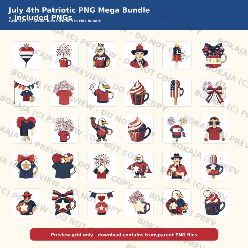 July 4th Patriotic PNG Mega Bundle gallery image 4
