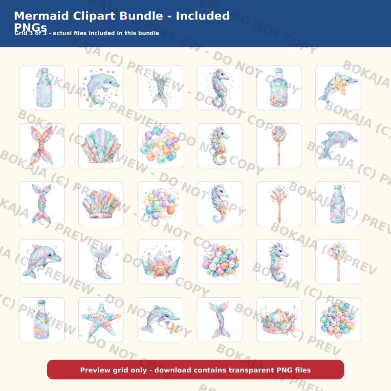Mermaid Clipart Bundle gallery image 4