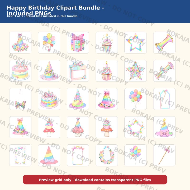 Happy Birthday Clipart Bundle gallery image 4