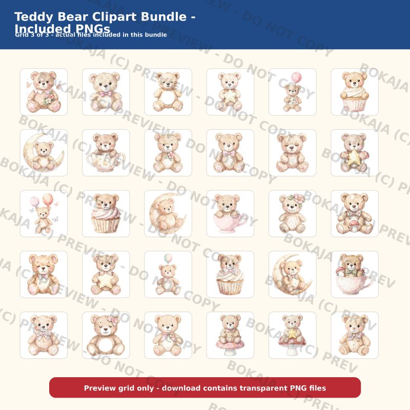 Teddy Bear Clipart Bundle gallery image 4