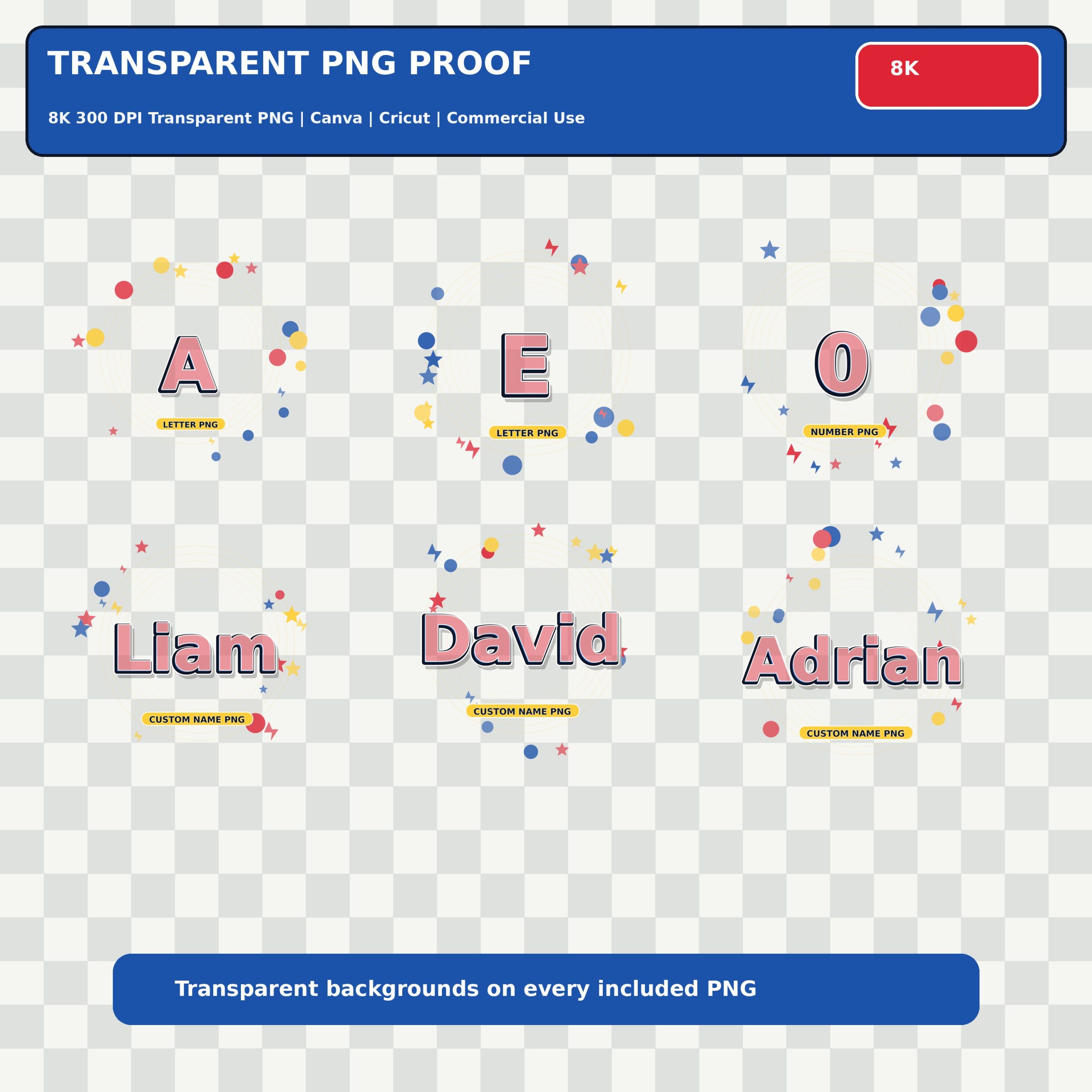 Comic Hero Names Letters and Numbers PNG Bundle preview