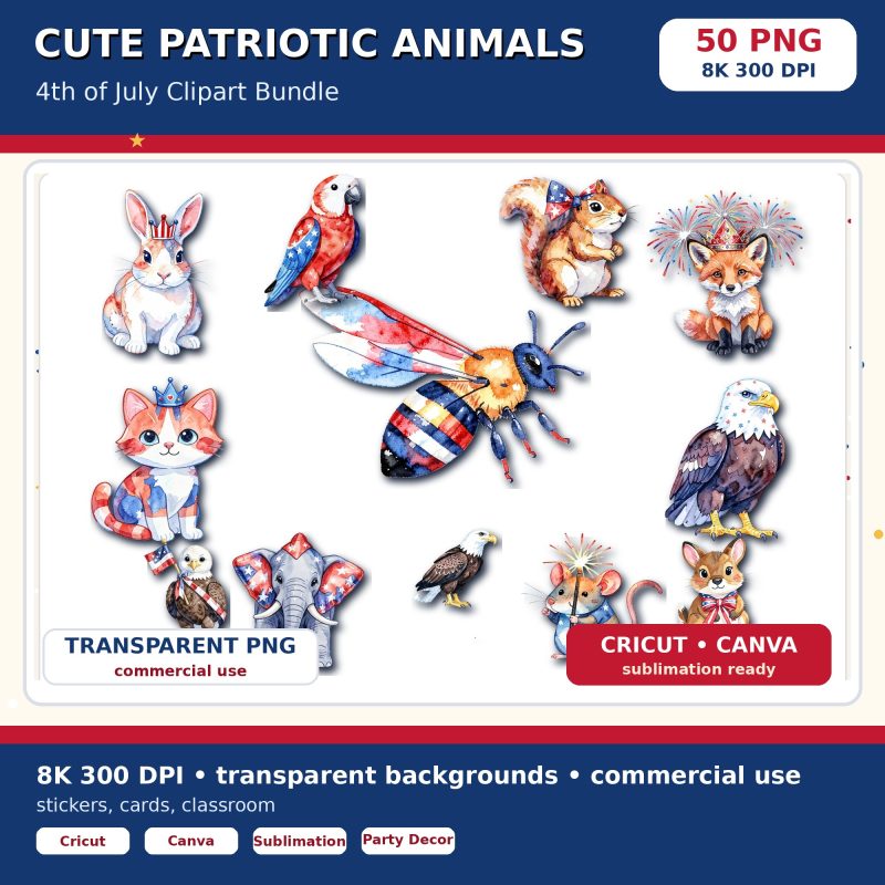 Cute patriotic animals 8K 300 DPI thumbnail