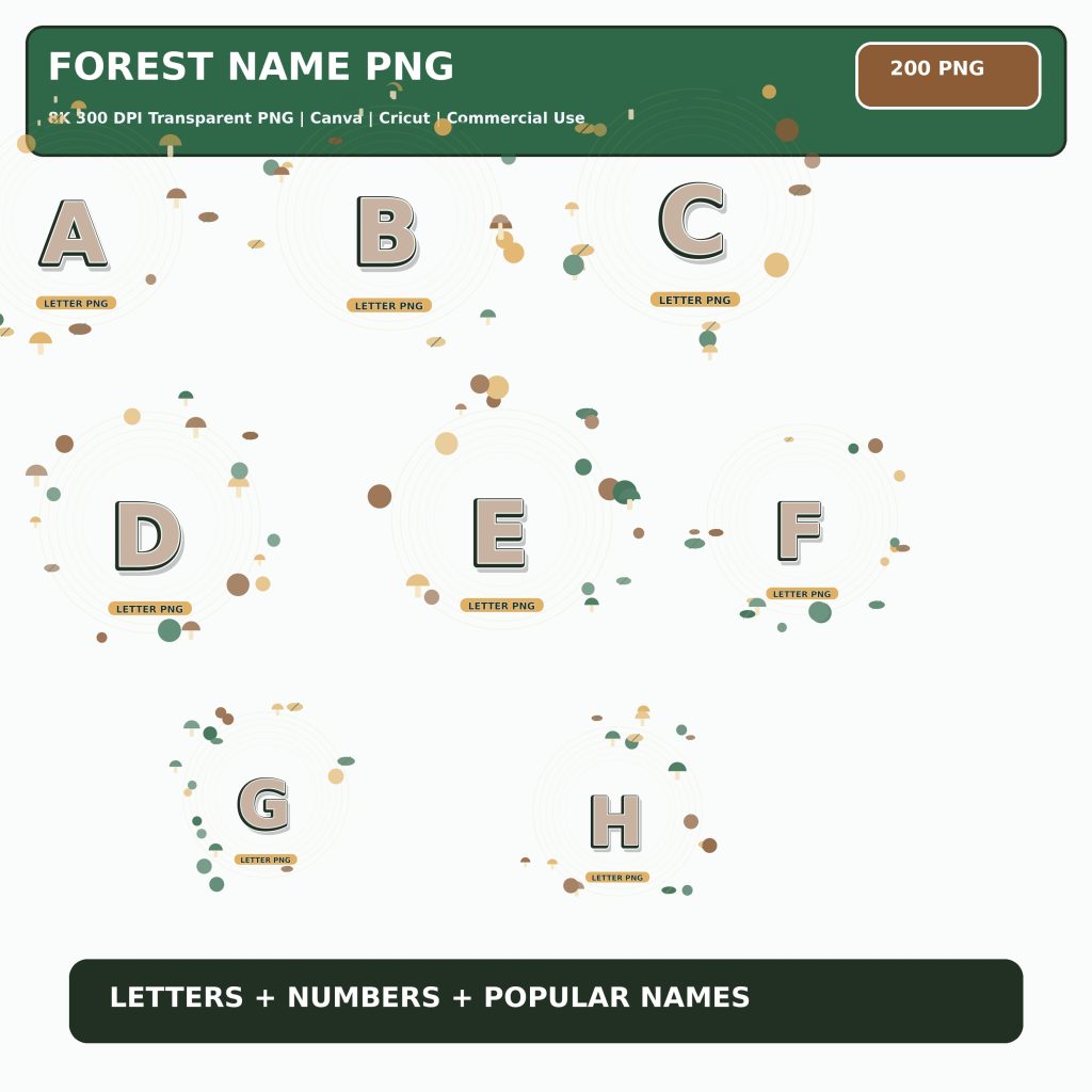 Enchanted Forest Names Letters and Numbers PNG , — 200 PNG | Bokaja