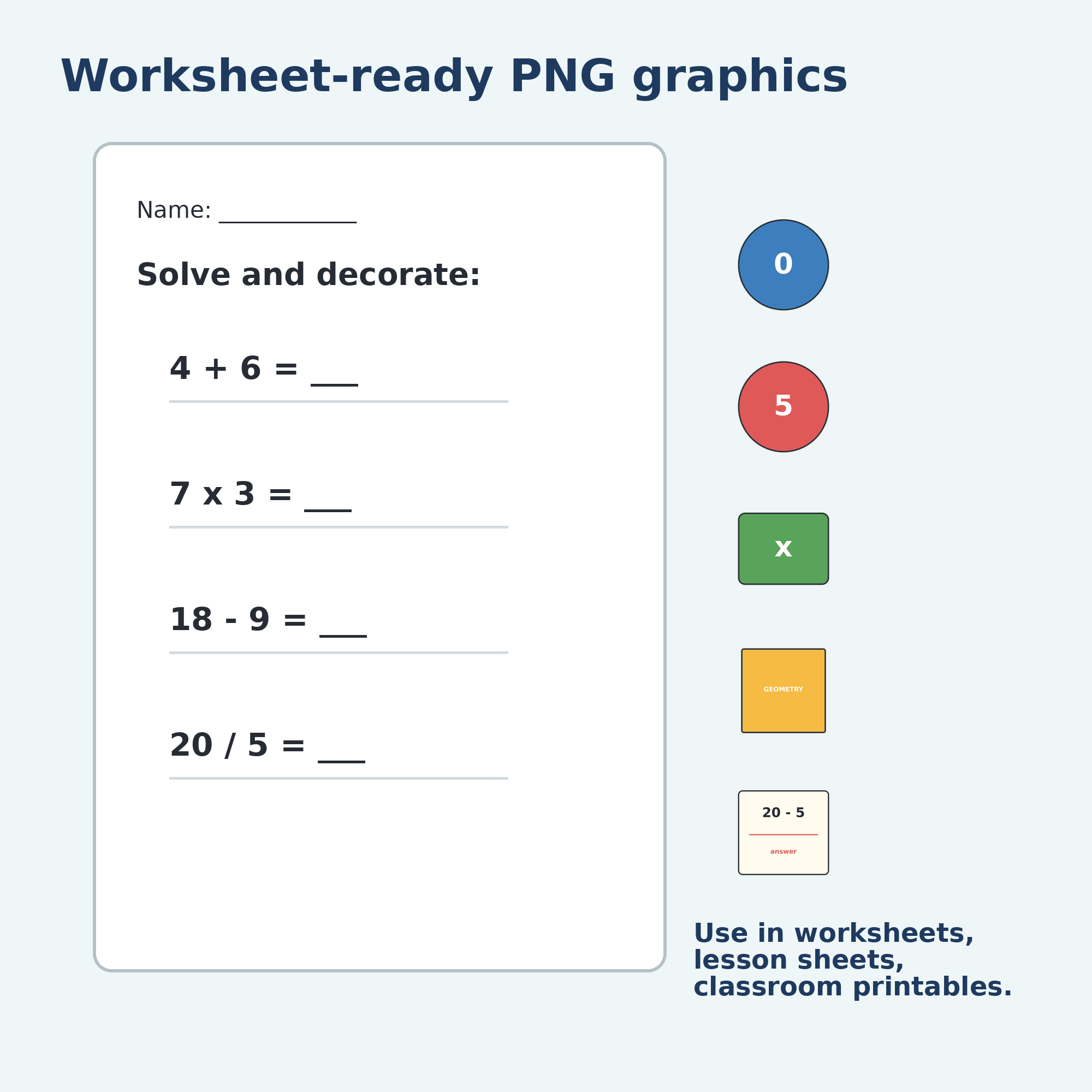 School Math PNG worksheet mockup